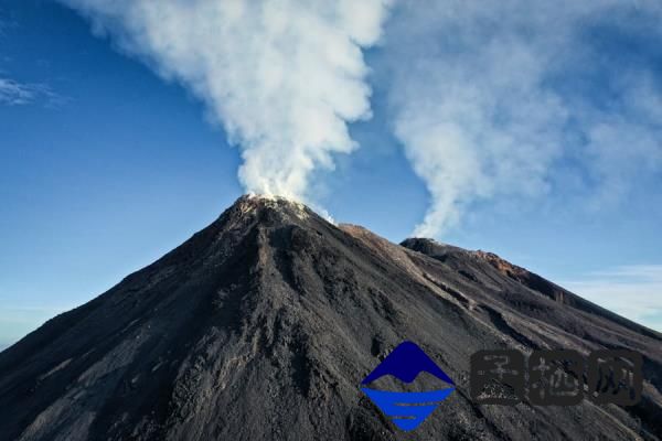 Mount Karangetang Volcano Smoking Twin Craters In Siau Island Sulawesi Indo<em></em>nesia Drone