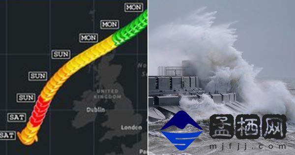 风暴阿什利预计将成为可怕的3级气旋，地图显示英国将面临110英里/小时的风速